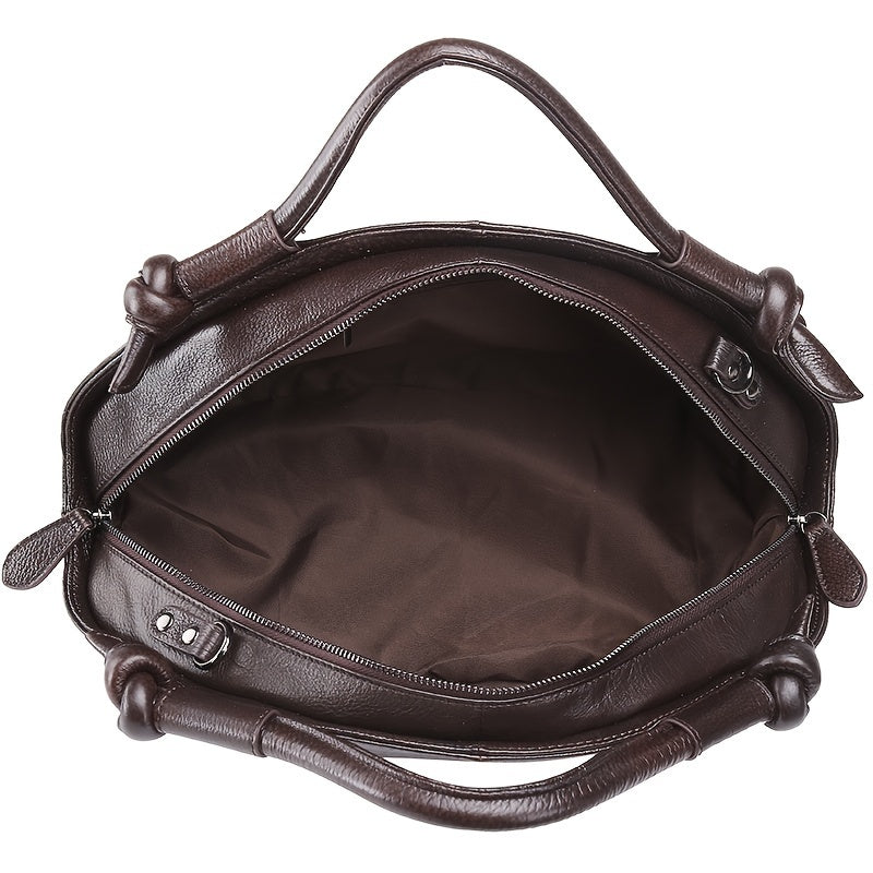 Borsa a mano da donna in pelle di vitello con stampa caffè vintage