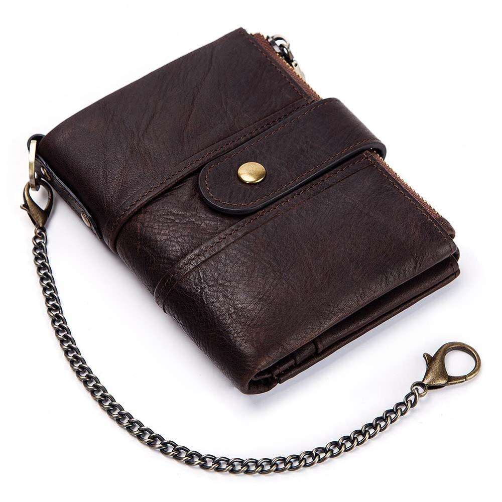 🔥Vendita limitata️🔥Portafoglio uomo con catena in pelle vacchetta antimagnetica: lusso e praticità