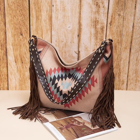 🔥Ne sono rimasti solo 10🔥Borsa a tracolla in cotone e lino con nappe intrecciate a mano in stile retrò bohémien
