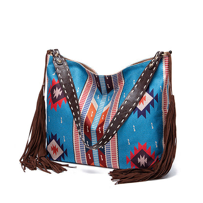 🔥Ne sono rimasti solo 10🔥Borsa a tracolla in cotone e lino con nappe intrecciate a mano in stile retrò bohémien