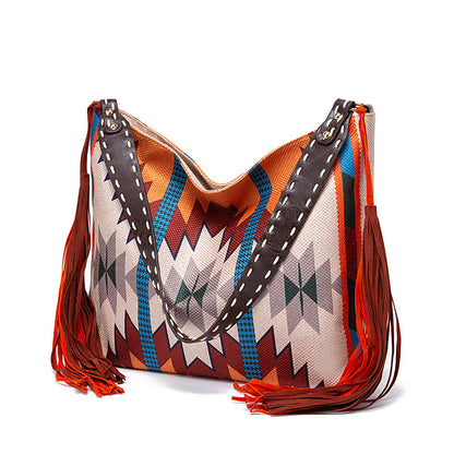 🔥Ne sono rimasti solo 10🔥Borsa a tracolla in cotone e lino con nappe intrecciate a mano in stile retrò bohémien