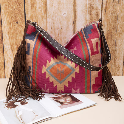 🔥Ne sono rimasti solo 10🔥Borsa a tracolla in cotone e lino con nappe intrecciate a mano in stile retrò bohémien